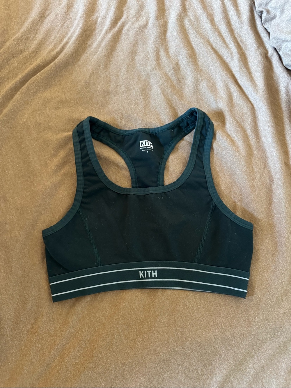 Kith Black Racerback Sports Bra with White Stripe